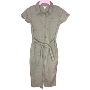CAT & JACK GIRLS JUMPSUIT ROMPER POCKETS Dressy Outfit Army Green Size 6/7